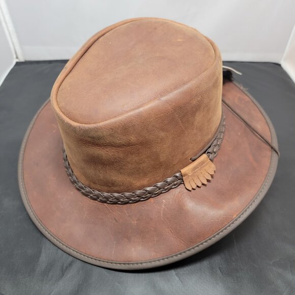 Bravo Outback Leather Hat American Hat Makers | Chestnut Color | XX-LARGE NWT - Picture 1 of 8